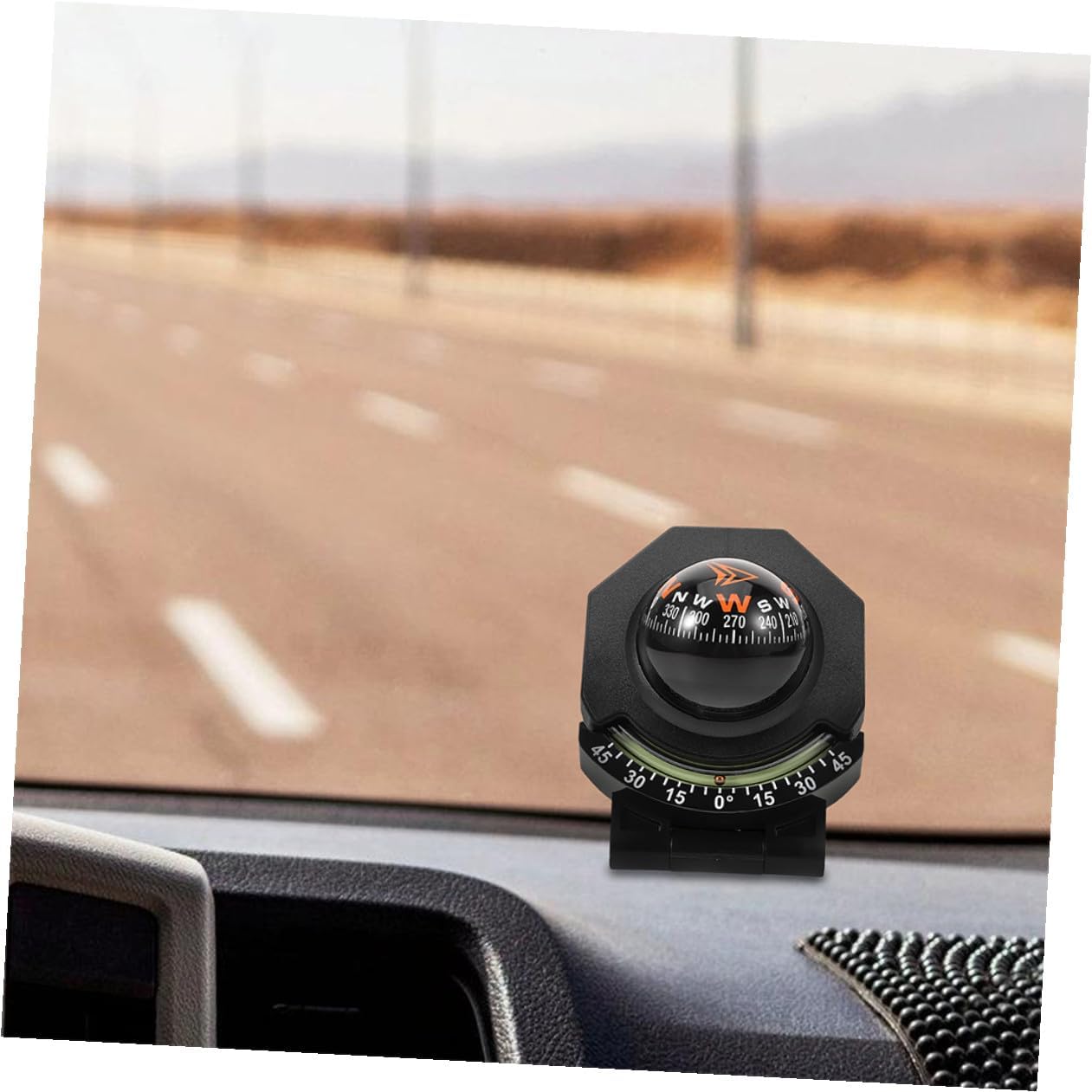 2pcs Car Dashboard Compass with Inclinometer, Marine Dash Mount Vehicle Compass Ball, High-Precision Foldable Navigation Tool for Cars and Boats