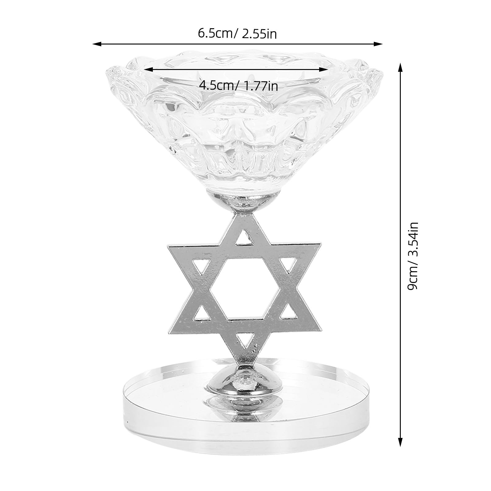 Kichvoe Portavelas Estrella de David, candelabro Menorá judío para Janucá, Elegante decoración de Mesa para Janucá, Detalle Festivo para familias judías, Plateado