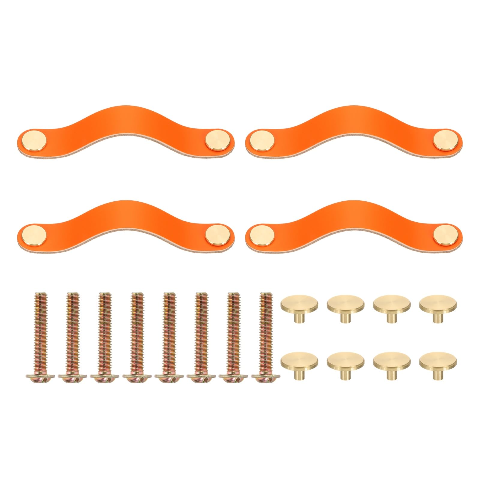 PATIKIL Leather Drawer Pulls, 4 Pack Leather Handle 5 Inch Hole Center Cabinet Dresser Knobs with Screws for Dresser Cupboard Closet Doors, Orange โ image 1