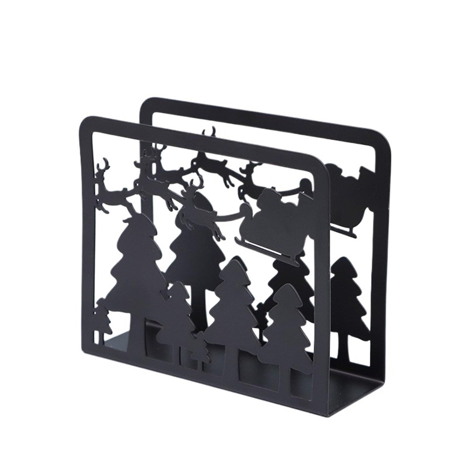 Napkin Holder Black Creative Premium Napkin Holder, Openwork Design, Iron Metal Tissue for Hotels and Restaurants(Black-06)