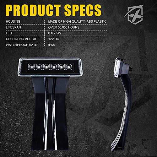 Image of High Mount LED Clear 3rd Brake Light Compatible with 2007-2018 Jeep JK JKU | Brighter, IP68 Waterproof, PC Material, ABS Plastic, Plug N Play