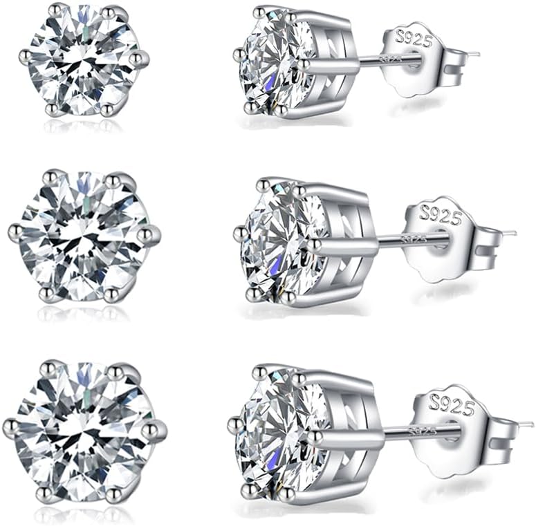 Orecchini A Perno Rotondi In Zirconi Rotondi Da 6 Mm, Realizzati - Foto 7