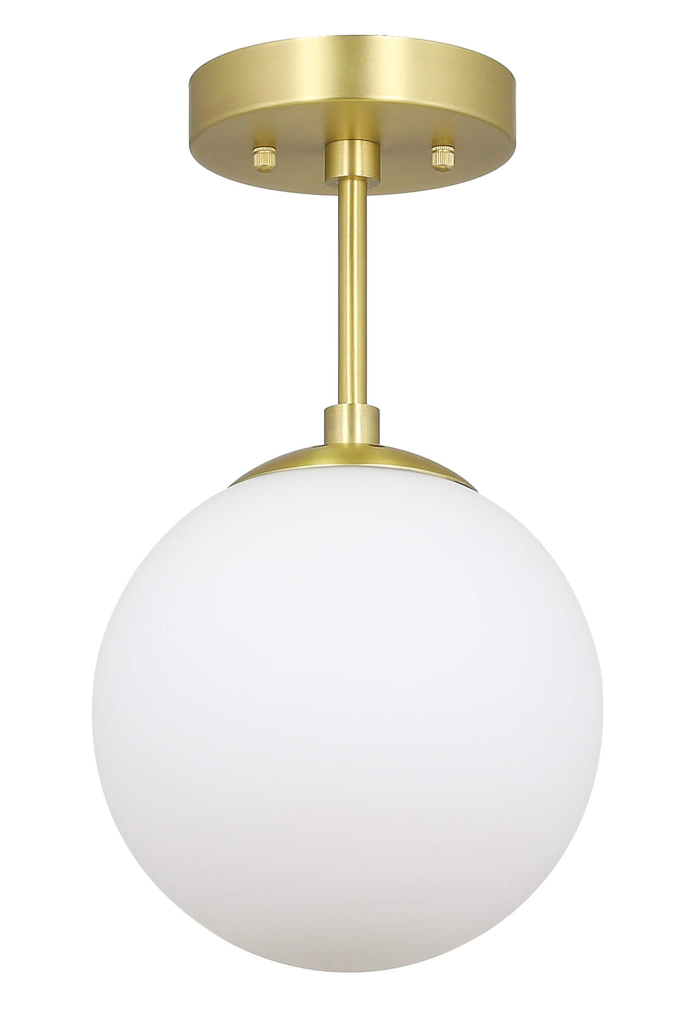 XiNBEi Lighting Semi Flush Light 1 Light Semi Flush Mount Ceiling Light, Globe Ceiling Light Satin Brass Finish for Living & Dinning Room XB-SF1211-SB