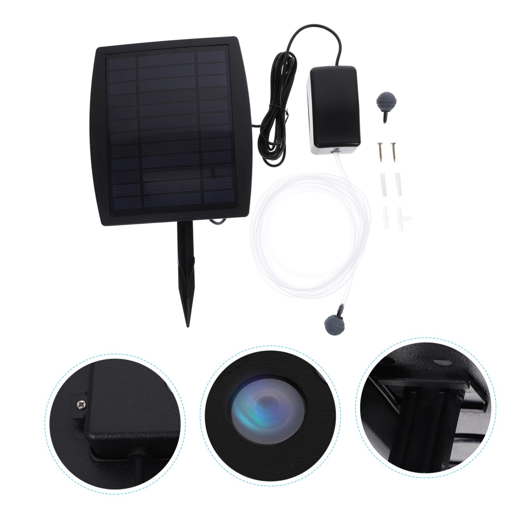 Solarbetriebene Aquarium Luftpumpe Bsv-ap005 für Fischbecken | 3, 7v 1800mah, 1l/min Fördermenge, Kunststoffgehäuse, 50 Db, Rund 22 Stunden Laufzeit Zufällige Farbe