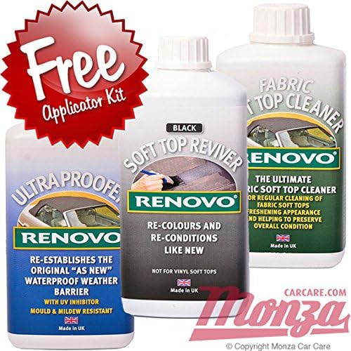 Renovo BLACK Convertible Hood Restore Complete Kit **PLUS FREE APPLICATOR BRUSH**