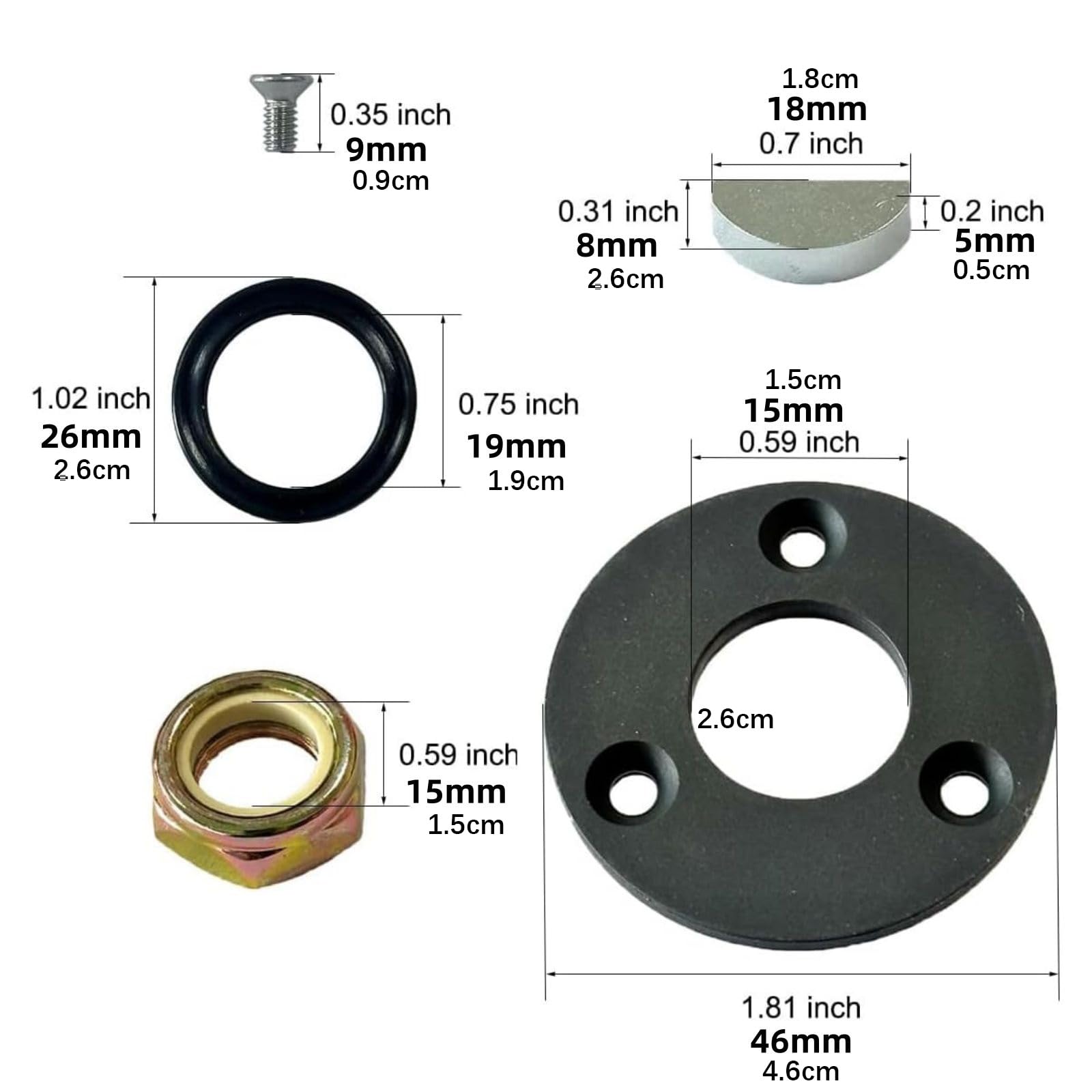 Quad-Ring-Wellendichtring HP6032 Nyloc 5/8 Zoll Mutter Holzmeister Schlüsselsatz passend für BayStar HH4314 HH4513 Hydraulische Lenkung Kit