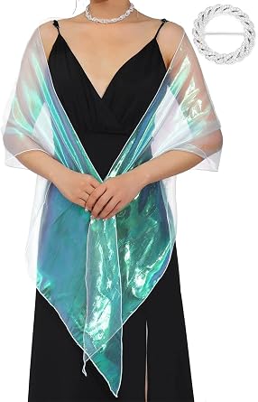 Womens Shawls and Wraps for Evening Dresses Sparkle Sheer Wedding Scarf Bridal Stole Cape for Birdesmaid and Birde