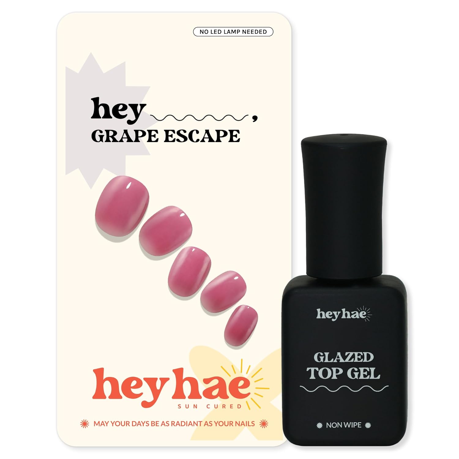 Essentials Bundle - Semi Cured Gel Nail Strips (Hey, Grape Escape) + Top Gel [2 Pack]