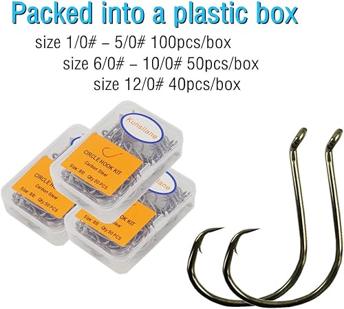 Miniatura 5 de Ganchos circulares para bagre, anzuelos de pesca de pulpo deportivos para agua salada, tamaño 10-140, ganchos grandes para peces de agua dulce,