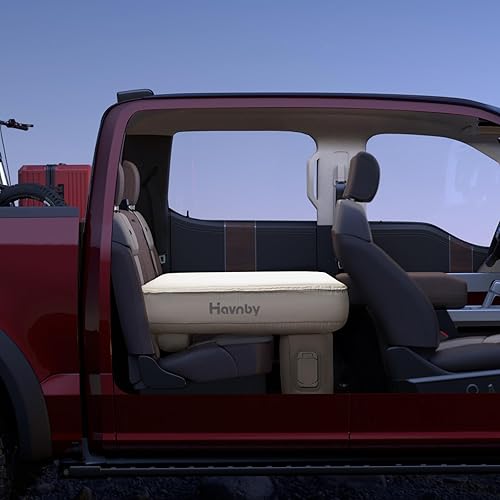 Miniatura 9 de Colchón para camión, cama de campamento de espuma de aire de TPU, asiento trasero inflable CozyPad con bomba incorporada recargable, colchón