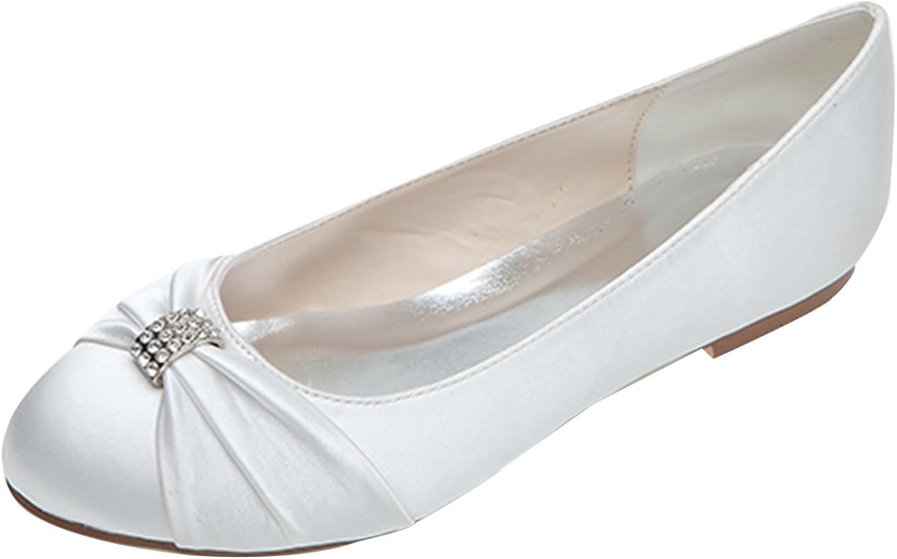 ZXF Women's Beaded Ballet Flats Shoes White 10 US