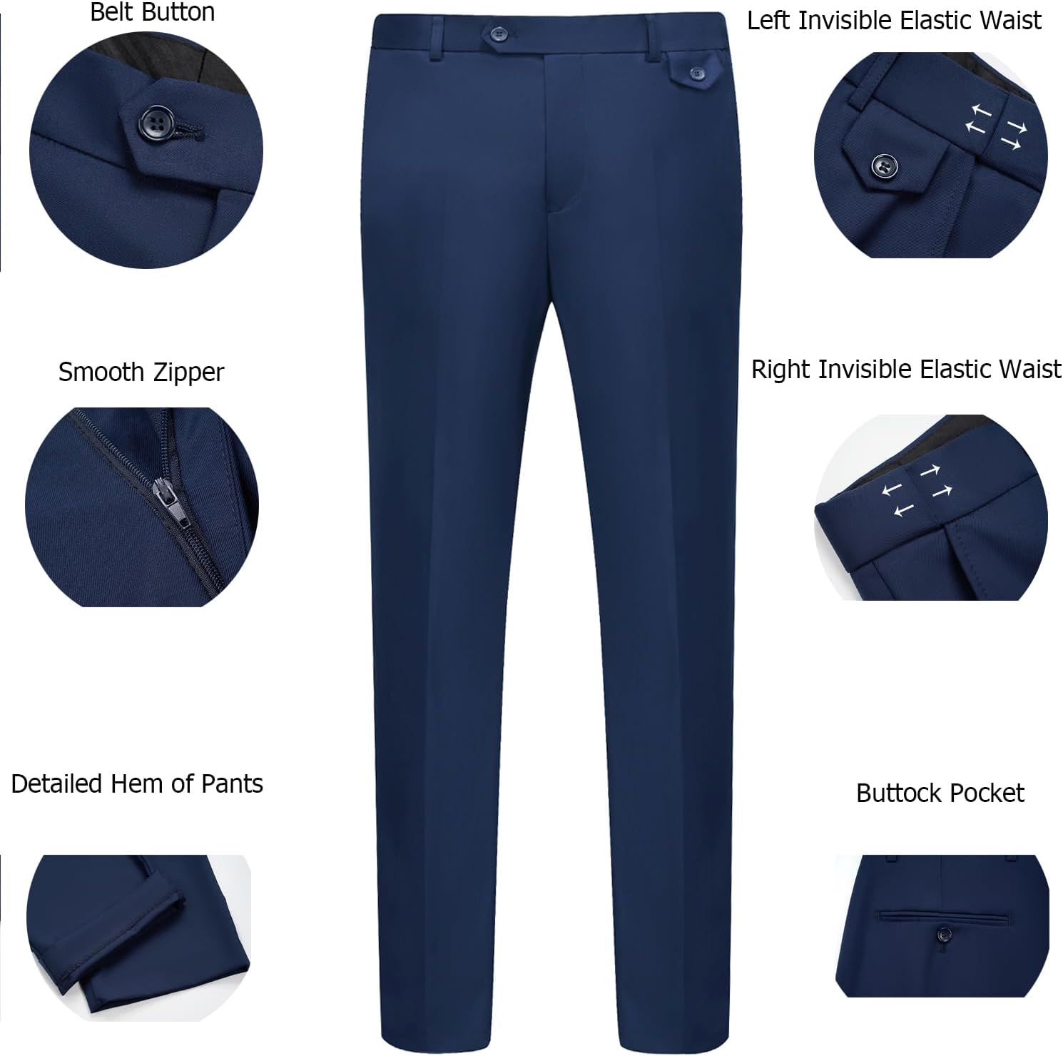 WULFUL Men's 3 Piece Slim Fit Suit Set Two Button Blazer Jacket Vest Pants... - Picture 30 of 95