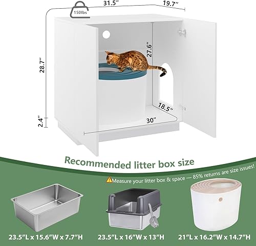 Miniatura 5 de Amunrbrek Caja de arena, muebles de caja de arena grande, muebles modernos para caja de arena para gatos con almacenamiento, gabinete lateral