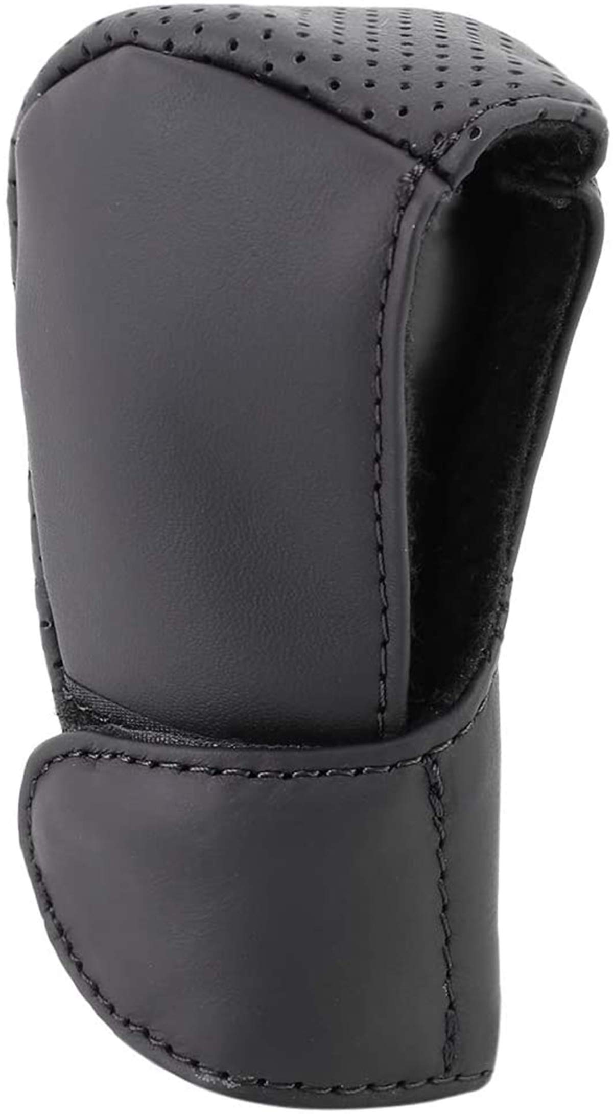 DELFINO Gear Shift Knob Cover Black Car Interior Faux Leather Gear Shifter Shift Knob Cover Transmission Shift Boot Lever Universal Nonslip Breathable Genuine Leather Car Gear Shift Knob Cover