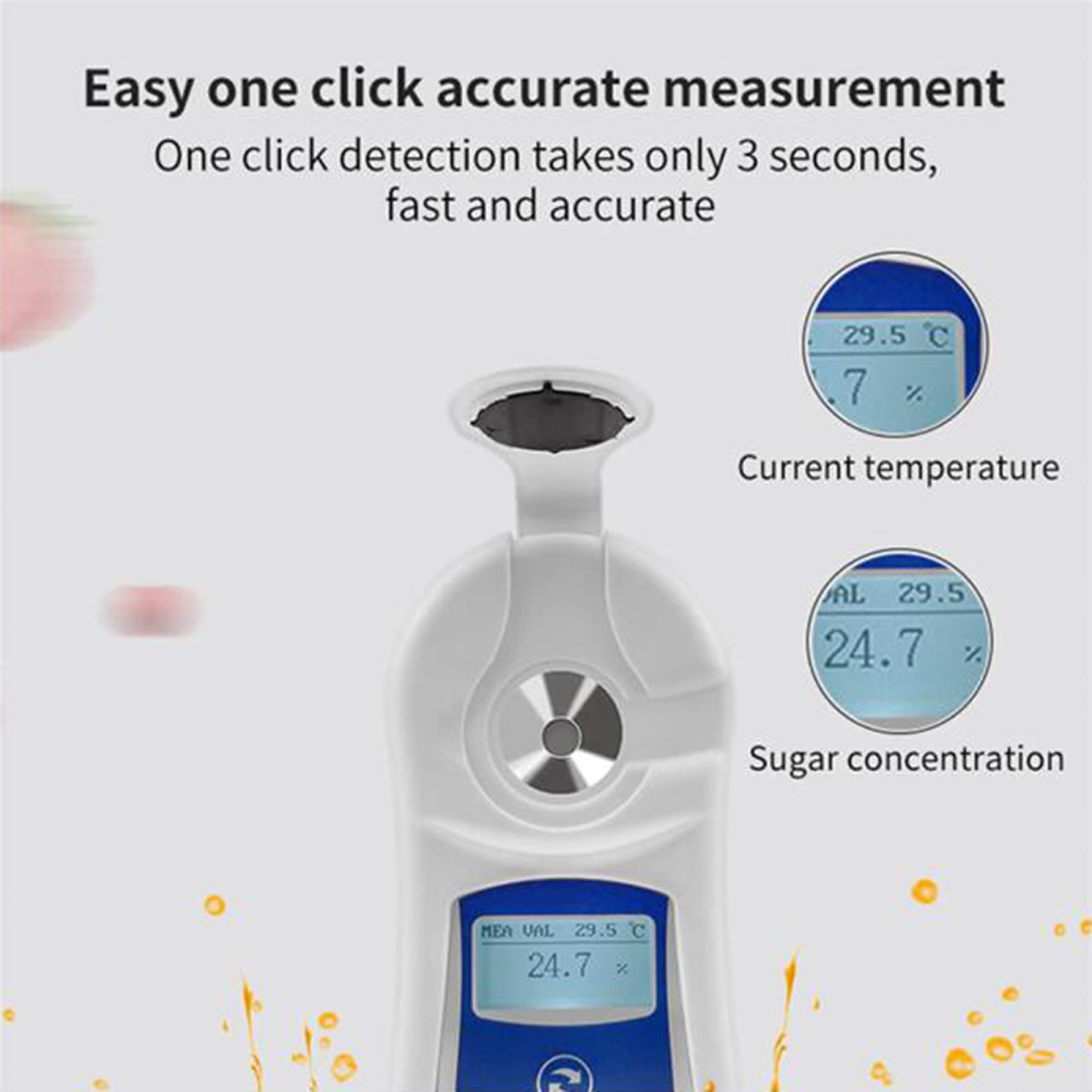 Brix Meter Tester, rifrattometro Digitale dell'alcol per la misurazione del Contenuto di Zucchero Campioni d'Acqua Gamma di Colture di Frutta Alimentare, da 0 a 53,0% Brix