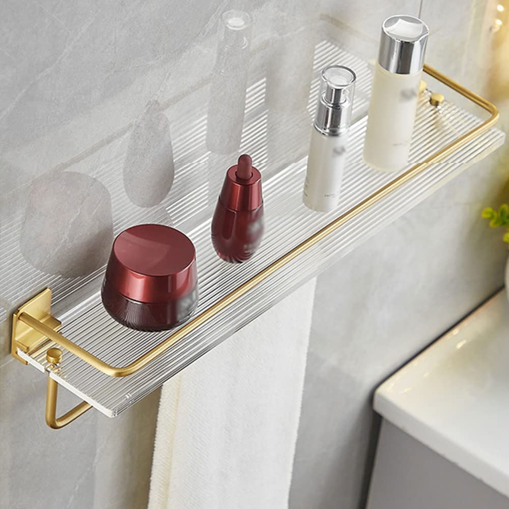 SaryEdge Gold Floating Corner Shower Shelf with Towel Bar - RustproofSpice Rack for Bathroom Kitchen Bedroom - 40cm Stylish Storage Solution,40 Cm Avec Barre,40 Cm Avec Barre