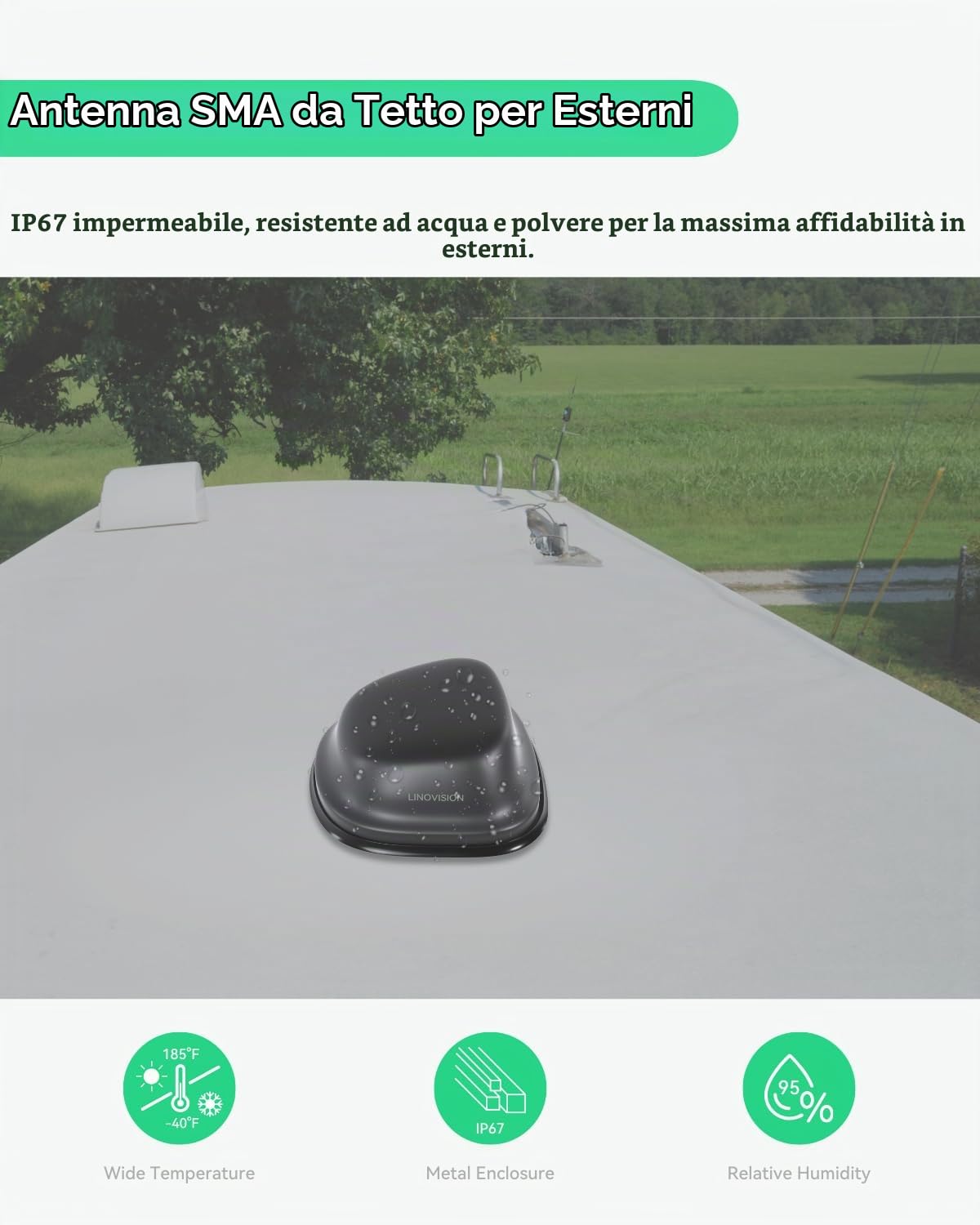 LINOVISION Antenna 5G LTE MIMO Combo 7-in-1, 4X 5G LTE, 1x GNSS, 2X Wi-Fi, Antenna SMA da tetto per esterni con cavo da 3 m, funziona con Teltonika RUTM50, RUTX50, TRB500, RUTC50 (PR1KC640)