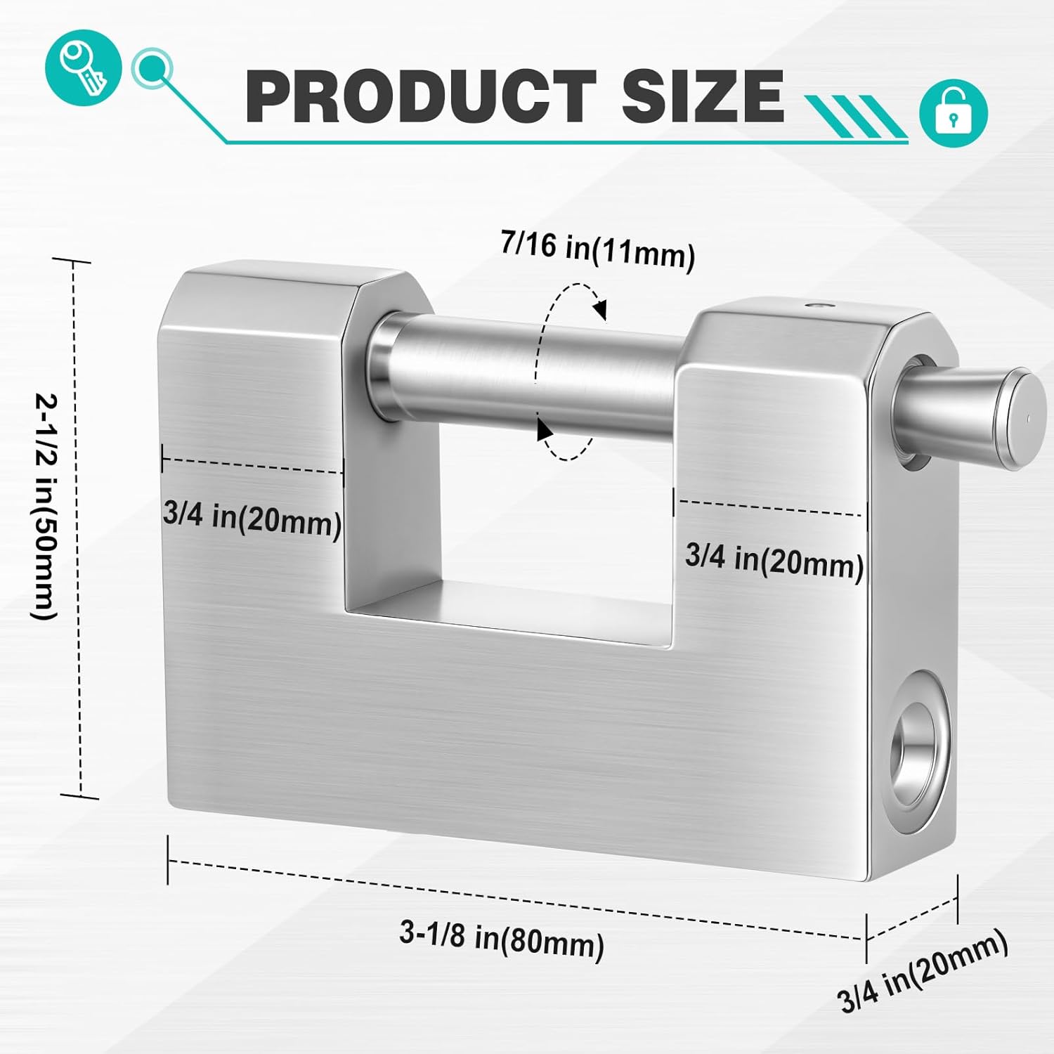 Blulu 4 Pack Heavy Duty Lock for Shipping Container with Stainless Steel Keys Stainless Steel D-Shaped Padlock for Garage Door, Shed, Storage Unit, Locker, and Warehouse (80mm)