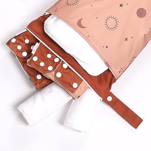 Miniatura 6 de Smarbore Bolsas húmedas y secas para pañales de tela y piezas de extractor de leche, bolsa impermeable reutilizable con dos bolsillos con cremallera