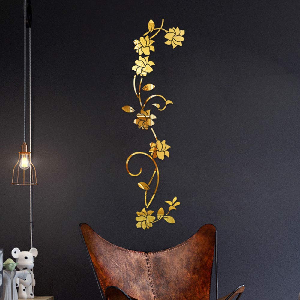 Dinglong 3D Diy Fleur Forme Acrylique Stickers Muraux Moderne Stickers DéCoration MosaïQue Miroir Effet Salon Maison RéFrigéRateur DéCor Papier Peint Autocollant Affiche (argenté-2