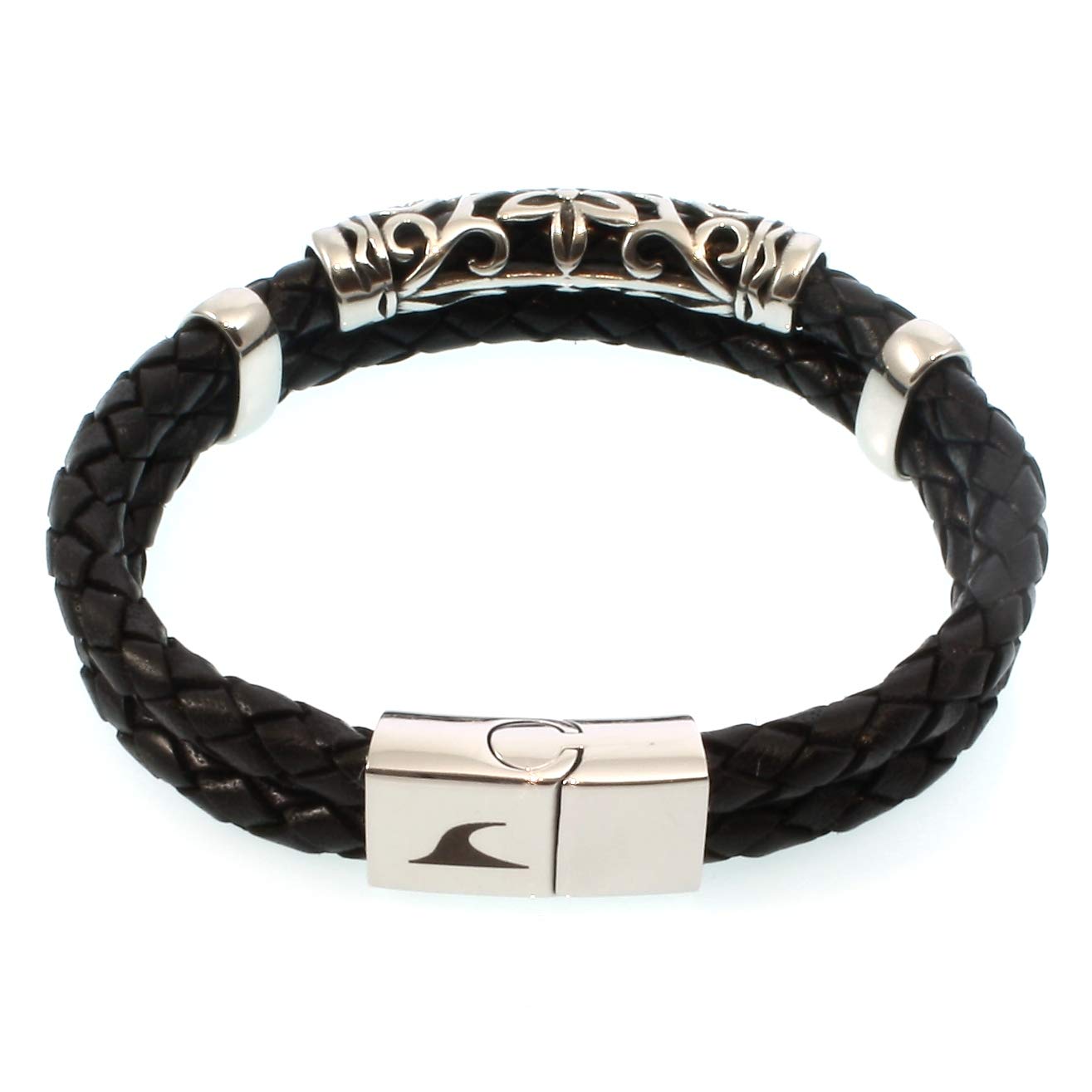 Echt Leder-Armband XO F Schwarz Männer Herren