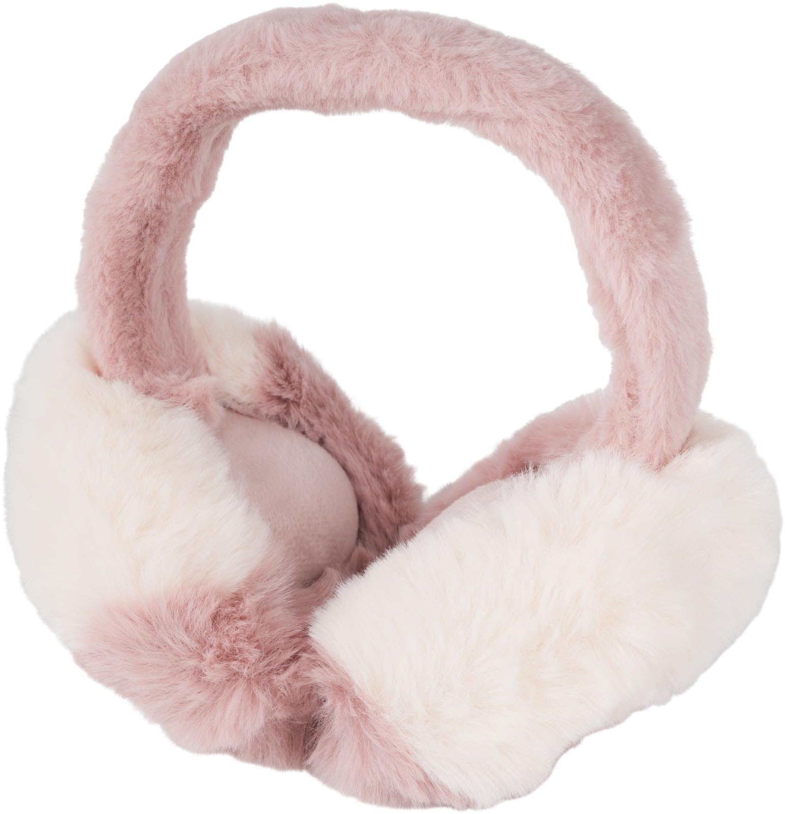 styleBREAKER Women's ear warmers in soft teddy fur look, two-coloured - Cosy and warm ear muffs for winter 04026069, Colour:Mauve-Cream