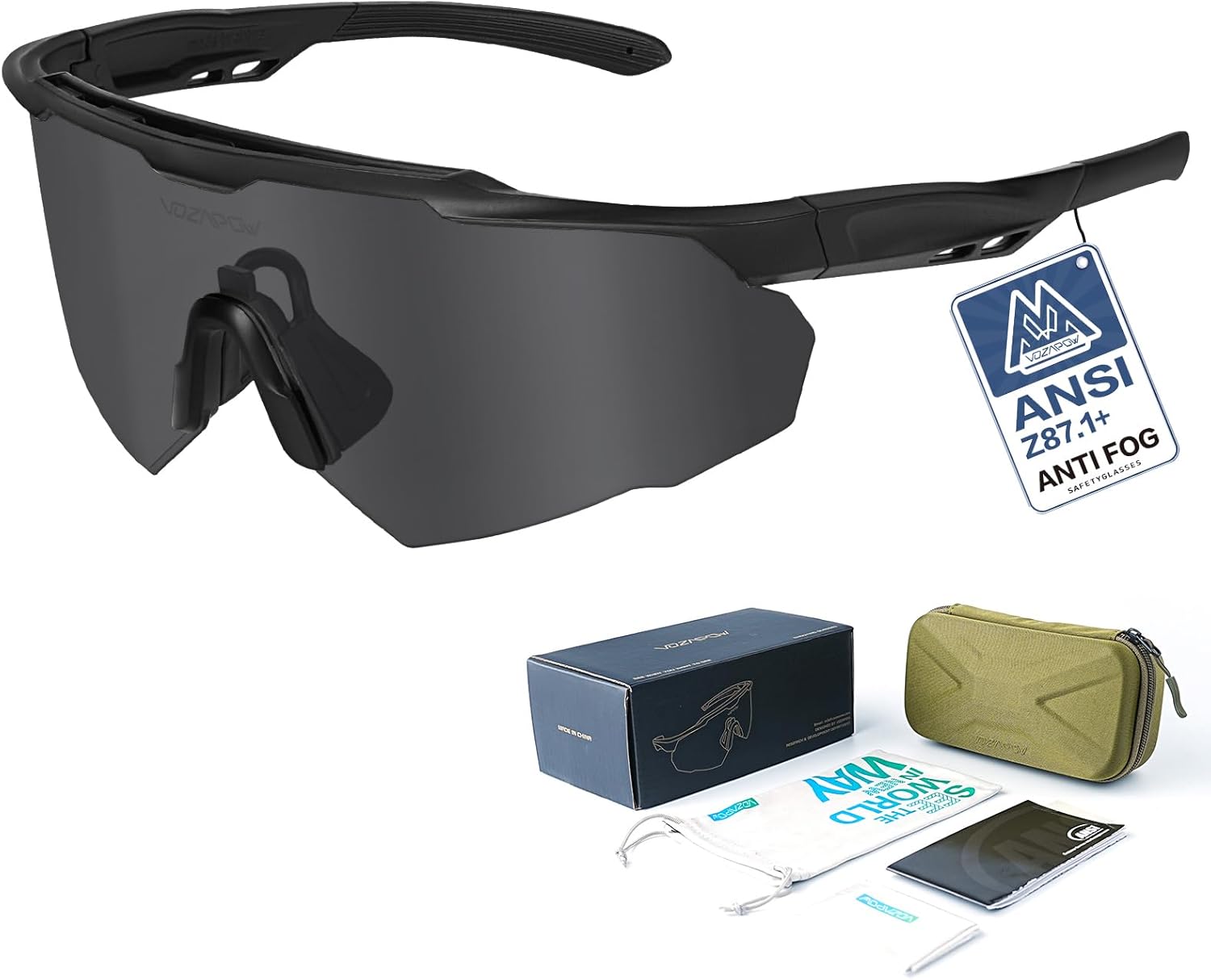Shooting Glasses Anti Fog with High Definition Lenses, ANSI Z87+ Certified Tactical Safety Glasses for Men Women