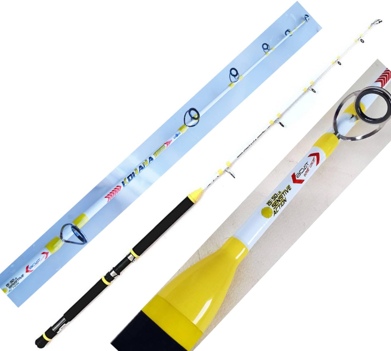 Kit Traina Pesca Tonno Dentice Ricciola Canna 15-50 Lbs Anelli Acid Sistem Mulinello Rotante Mare JD TROLLING 500