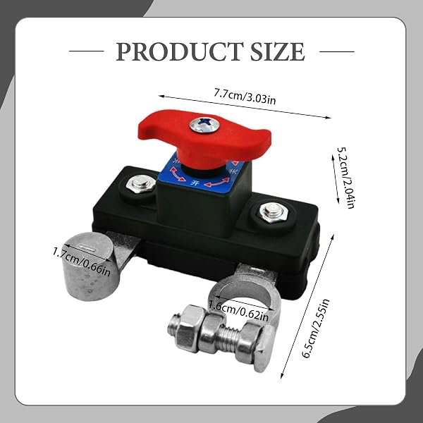 Almencla Interruttore Batteria Isolatore di Corrente con Funzione di Risparmio Energetico. Materiale: Lega di Alluminio. Adatto per Auto E, Argento - 5
