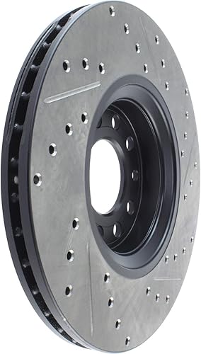 Miniatura 6 de Front Right/Passenger Side Disc Brake Rotor Cross-Drilled & Slotted Compatible With Chevrolet Zafira 2.2L L4 2002 2003 2004 2005 2006