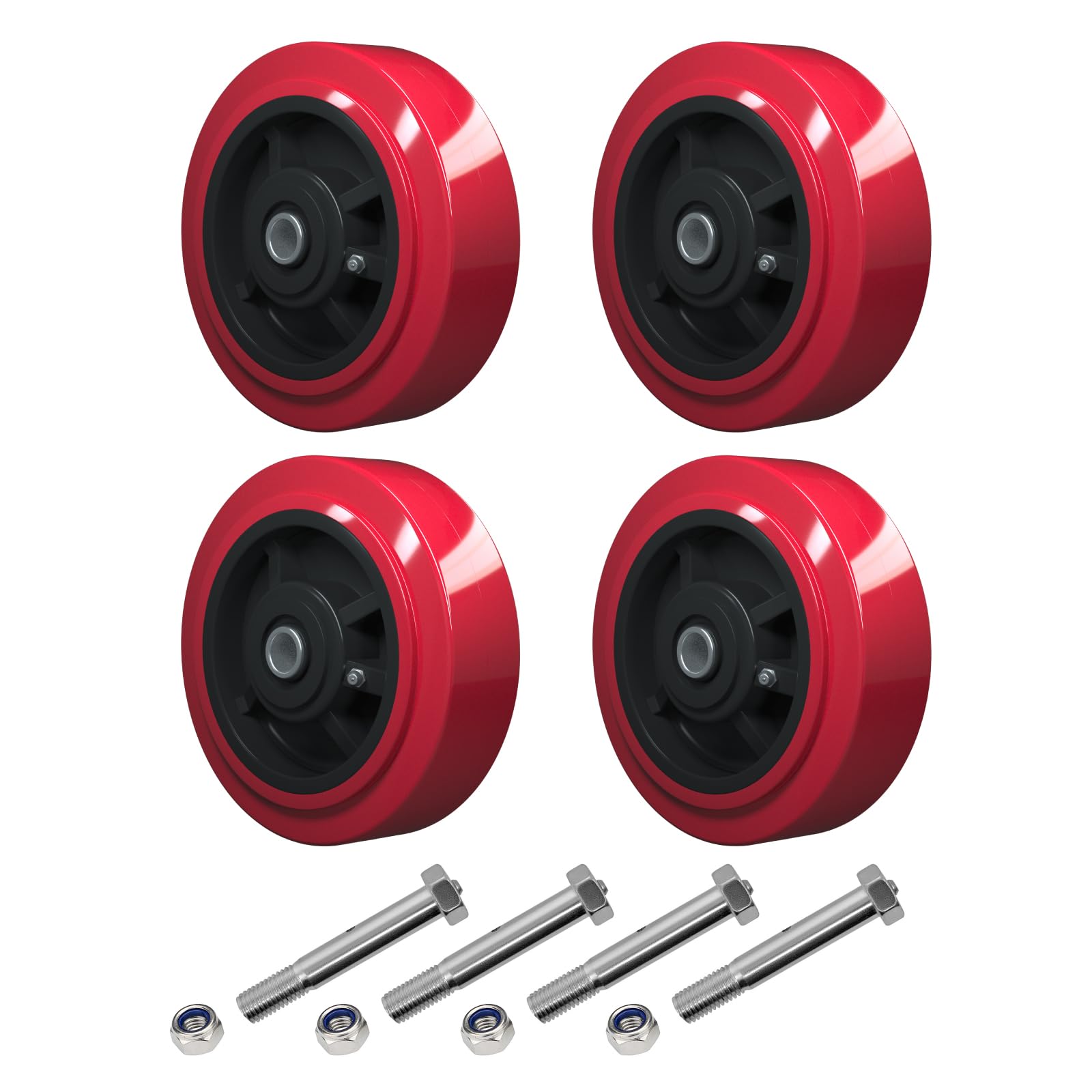 Photo 1 of LONGRUNFORU 6" x 2" Caster Wheels, Polyurethane on Polyolefin core Wheel with Roller Bearing- 1/2" Bore - Set of 4 Heavy Duty Caster Wheel with 4000 lbs Capacity (4 PACK) 4 6"×2"