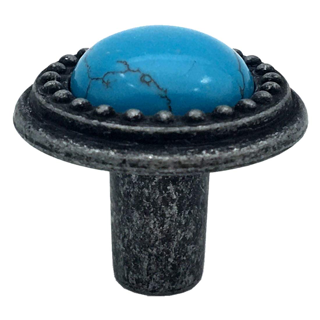 Bouton de meuble en pierre gemme bleue et étain pour tiroir de cuisine