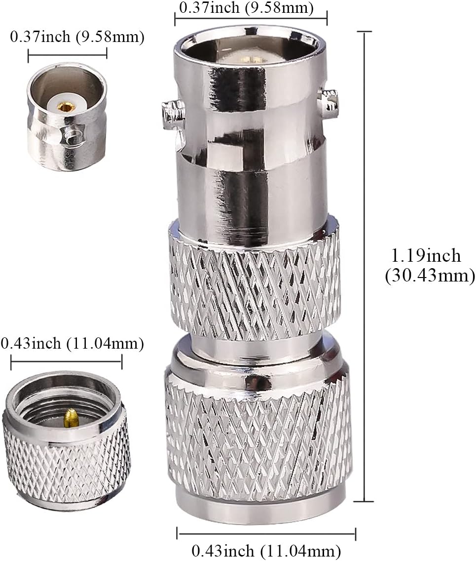 TUOLNK 2 Pack BNC Female Plug to Mini UHF Male Jack RF Coaxial Antennas Connector for Coaxial cable/CCTV/Wifi Radios/Telecom/Antenna Mini UHF to BNC RF Coax Adapter - Image 3