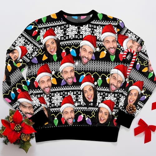 Artsadd Custom Ugly Christmas Sweater with Face Print Funny Sweatshirt Sweatshirt Hoodie for Men Women Party4