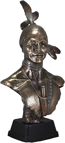 Miniatura 2 de Ebros Gift Juego grande de 2 estatuas tribales de 21 pulgadas de alto, nativo americano, jefe indio guerrero y princesa con tocado de plumas de