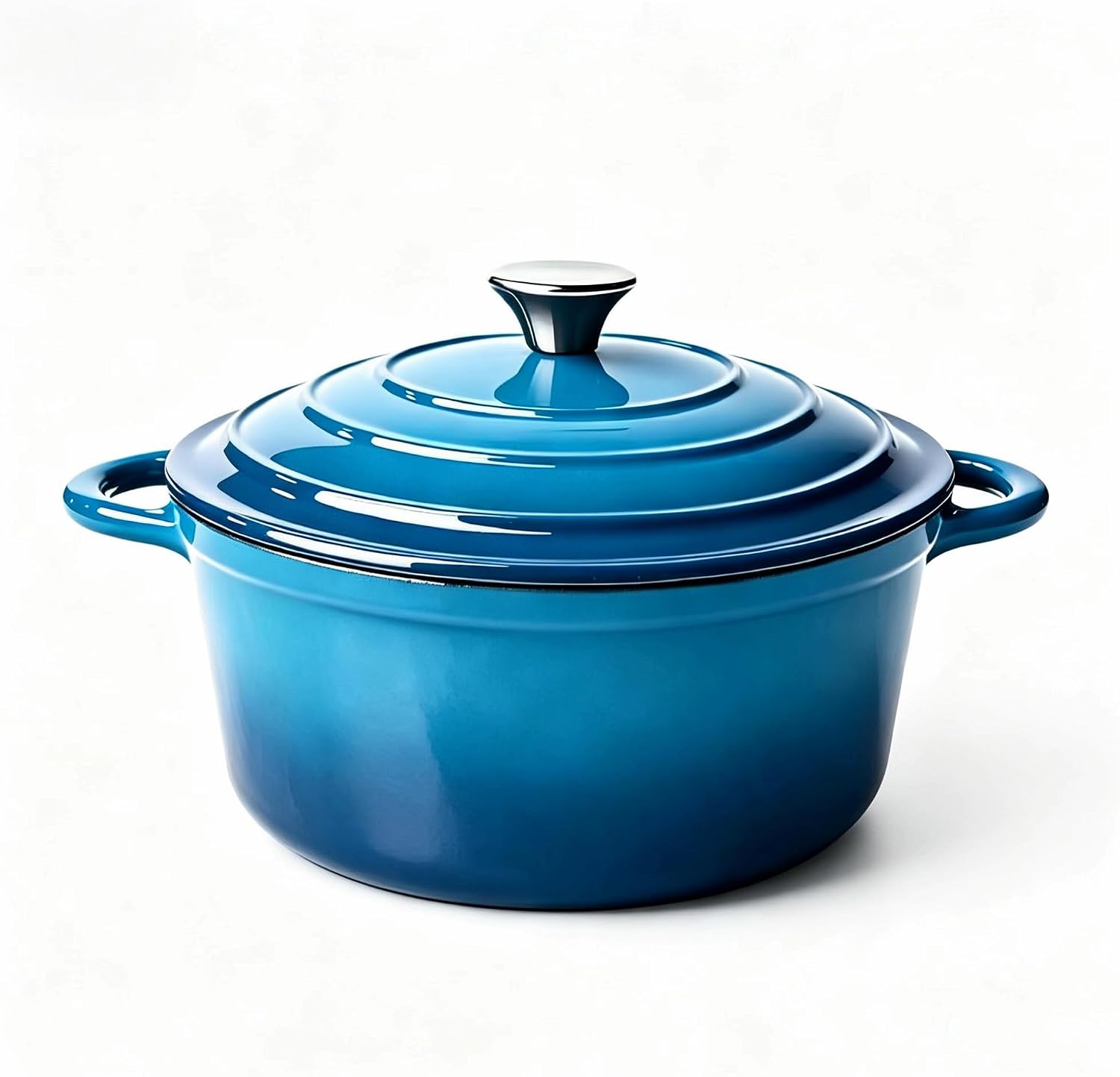 Enameled Cast Iron Dutch Oven 4.5QT with Lid & Heat Resistant Gloves Heavy-Duty Cookware for Roasting, Baking, Sauteing and Bread Making Navy