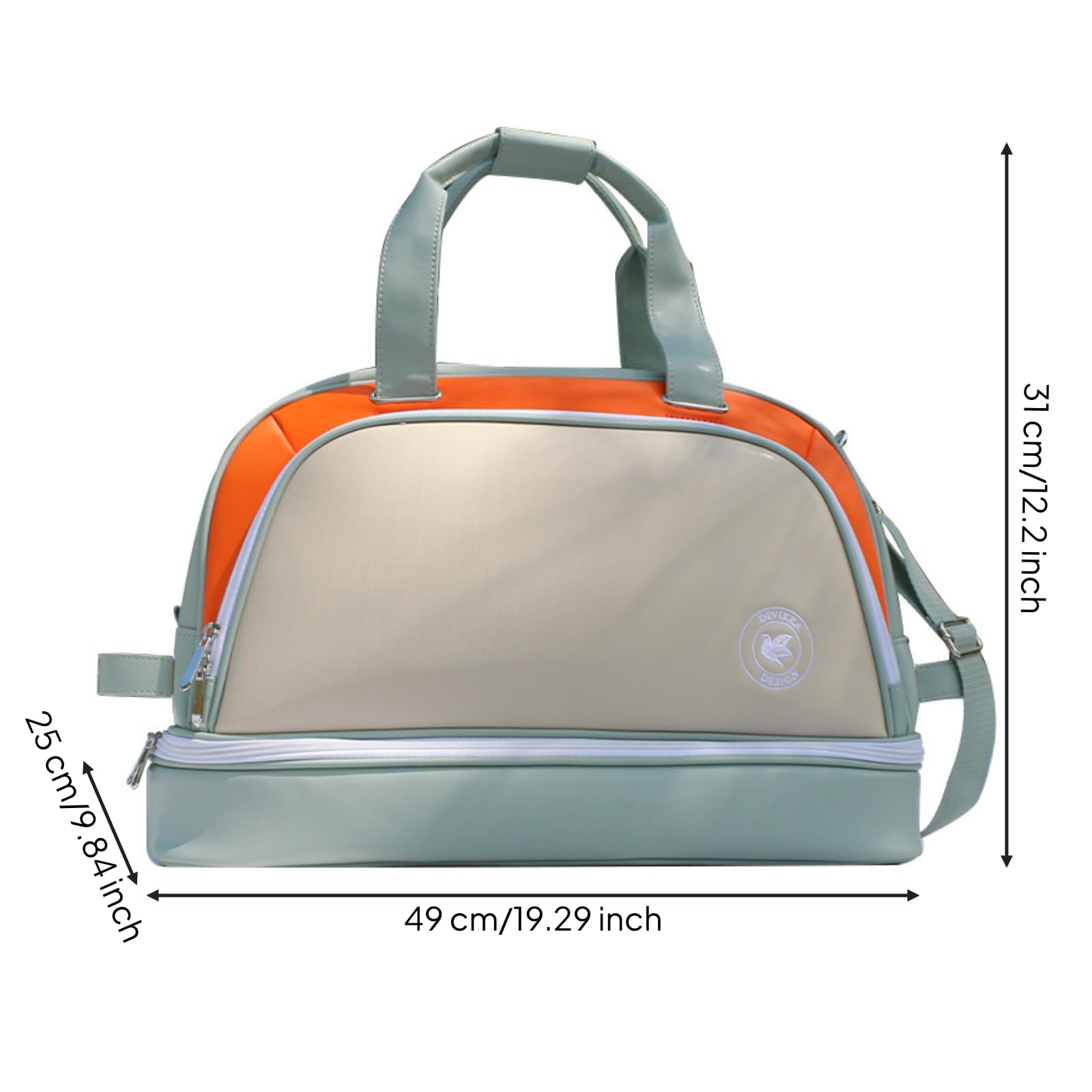 LOVIVER Borsa da Golf Borsone Sportivo Borsa Porta Vestiti Sacca Porta Scarpe in Pelle PU Antipioggia con Tasca Scarpe Separata per Spostamenti Albergo Adulti, Arancione, Arancione E Beige