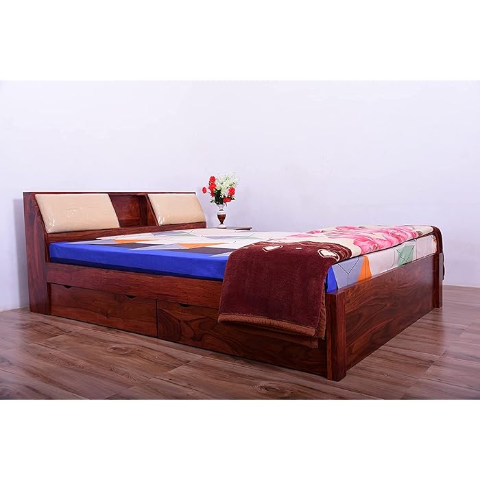 Buy KUBER FURNITURE Sheesham Wood Queen Size Bed with 4 Drawer Storage for Bedroom Living Room