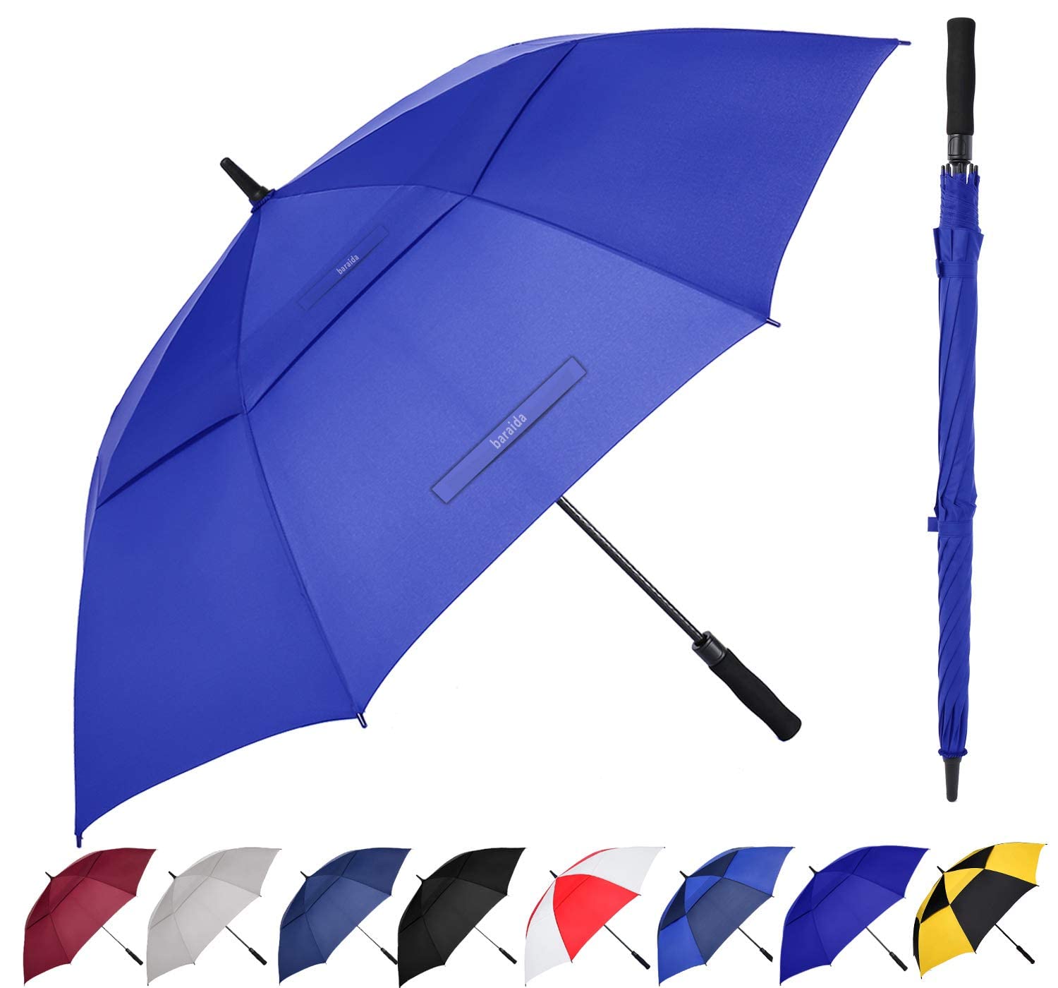 Golf Umbrella Large 62/68/72 Inch, Extra Large Oversize Double Canopy Vented Windproof Waterproof Umbrella, Automatic Open Golf Umbrella for Men and Women and Family.