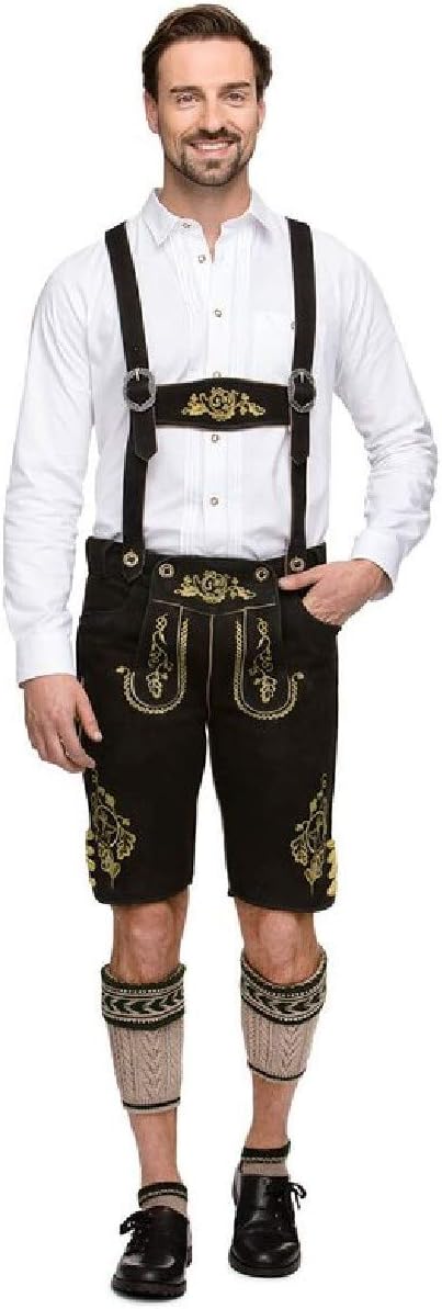 Cuir Craft Authentic Black Lederhosen German Bavarian Lederhosen Oktoberfest Short Length