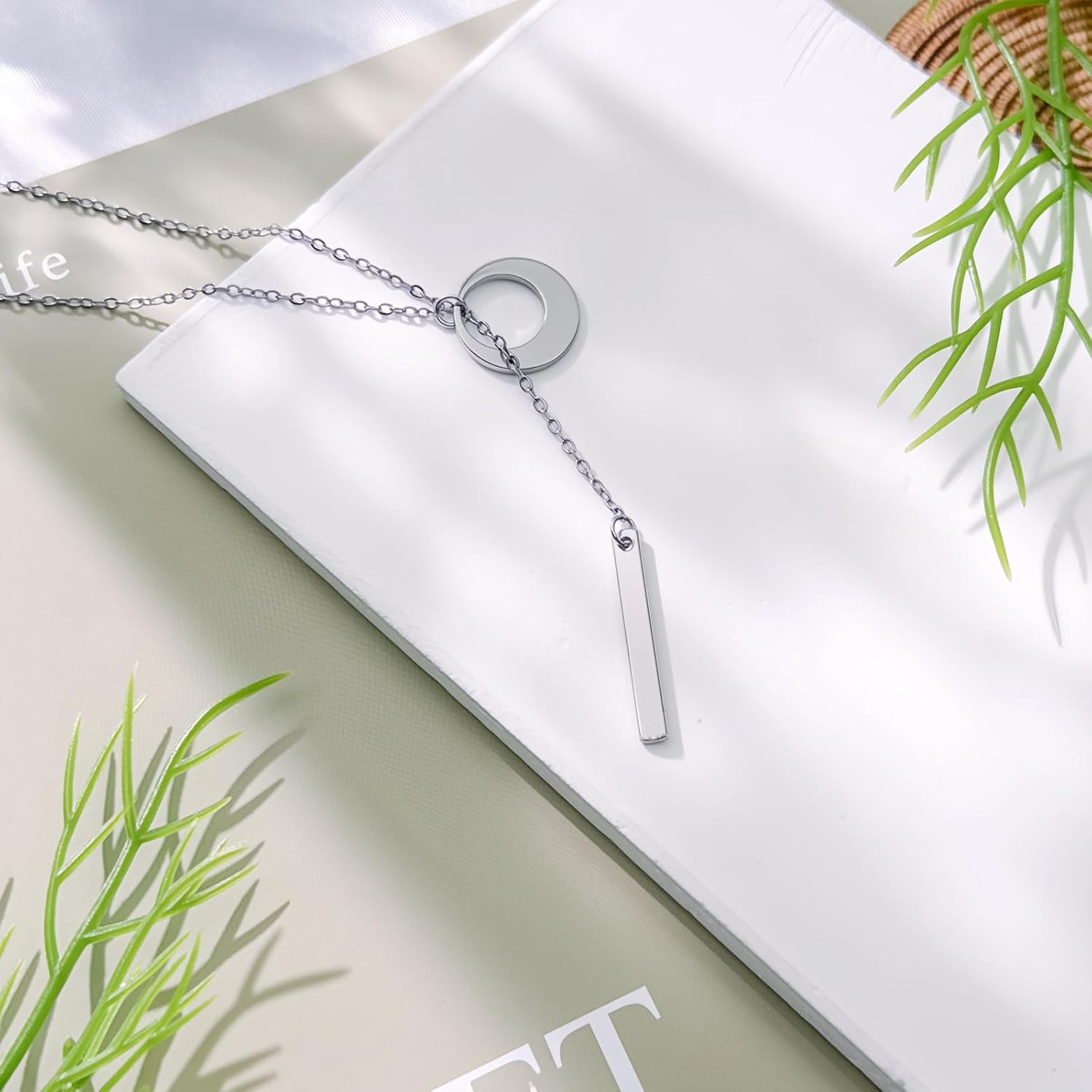 2Pcs Long Gold Necklace for Women Trendy Dainty 14k Gold Plated Silver Lariat Necklaces Y Tassel Drop Tie Necklace Simple Adjustable Statement Jewelry Gift - Image 5