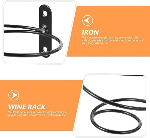 Miniatura 9 de Kichvoe Soporte de pared de vino en espiral, soporte de exhibición de botellas de vino de metal, soporte de exhibición de botellas de vino montado