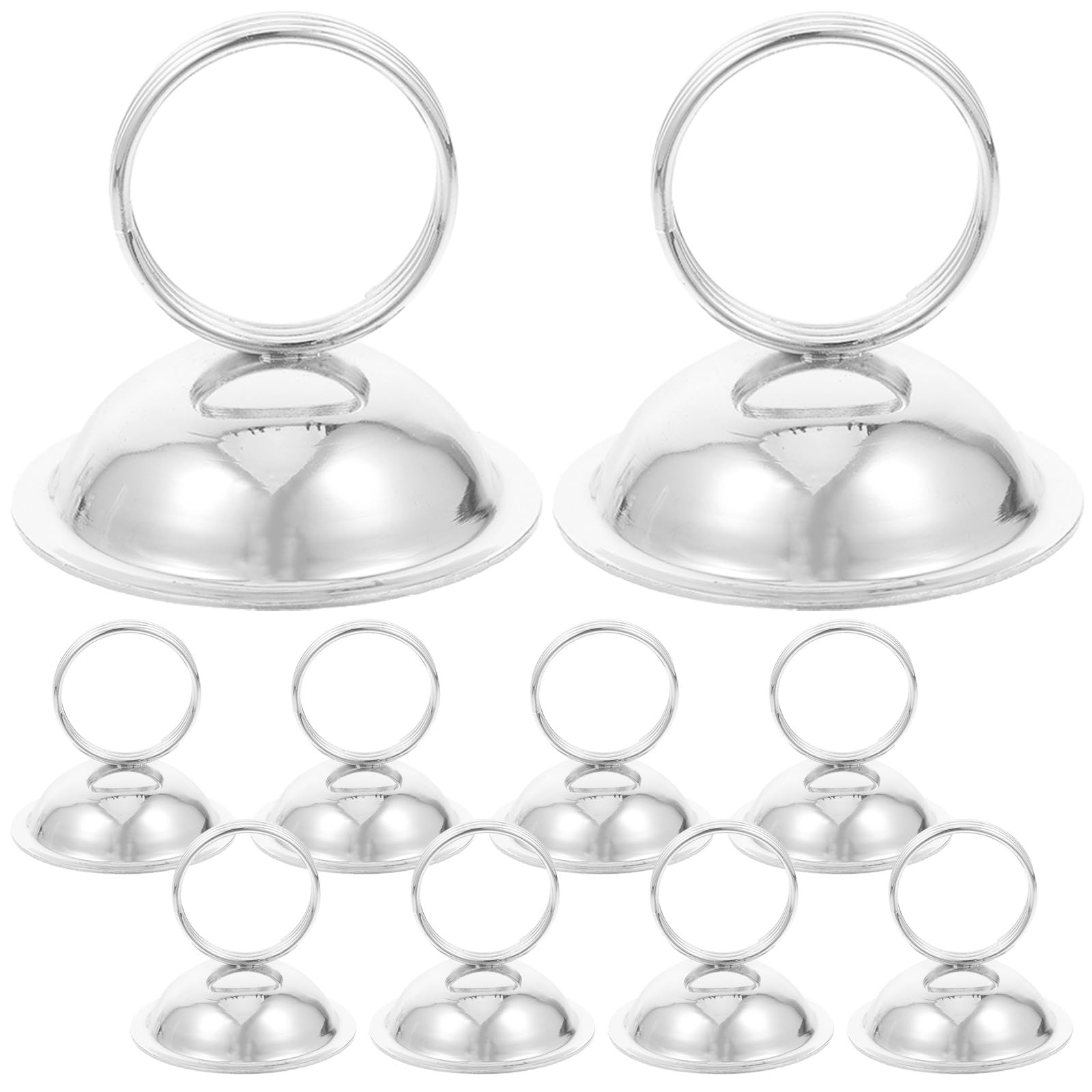 Operitacx 10 soportes plateados para números de mesa - Soporte para tarjetas de lugar con anilla - Clips para fotos para mostrador de catering de bodas, para menú de restaurante, decoración de