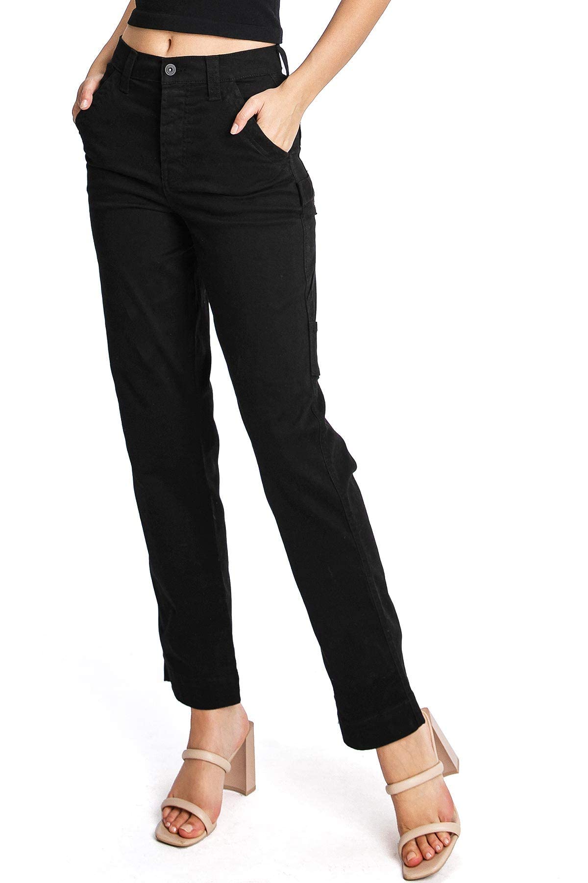 Celebrity Pink Womens Juniors High Rise Straight Leg Carpenter Pants