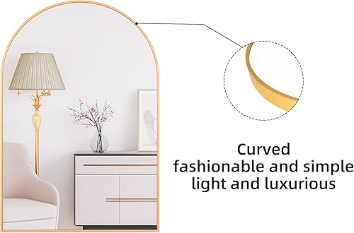 Miniatura 6 de Espejo de tocador arqueado montado en la pared, cuerpo completo, maquillaje, baño, dormitorio, sala de estar, espejos de seguridad, marco de