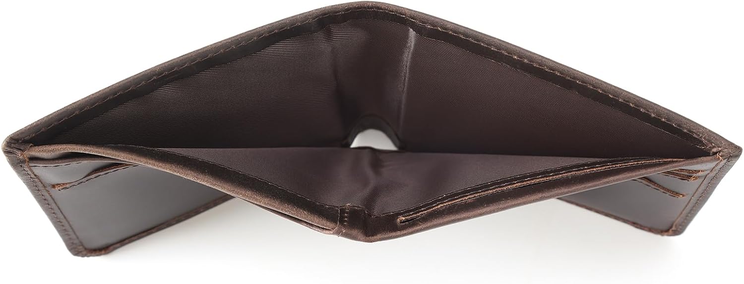 Polare Full Grain Leather Slim Bifold Wallet RFID Blocking Minimalist Front Pocket Travel Wallet Card Case for Men - Image 9