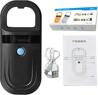 RFID Pet Microchip Scanner: High-Performance RFID Pet Chip Scanner for Animal Tag Reading and Tracking PT180 Black