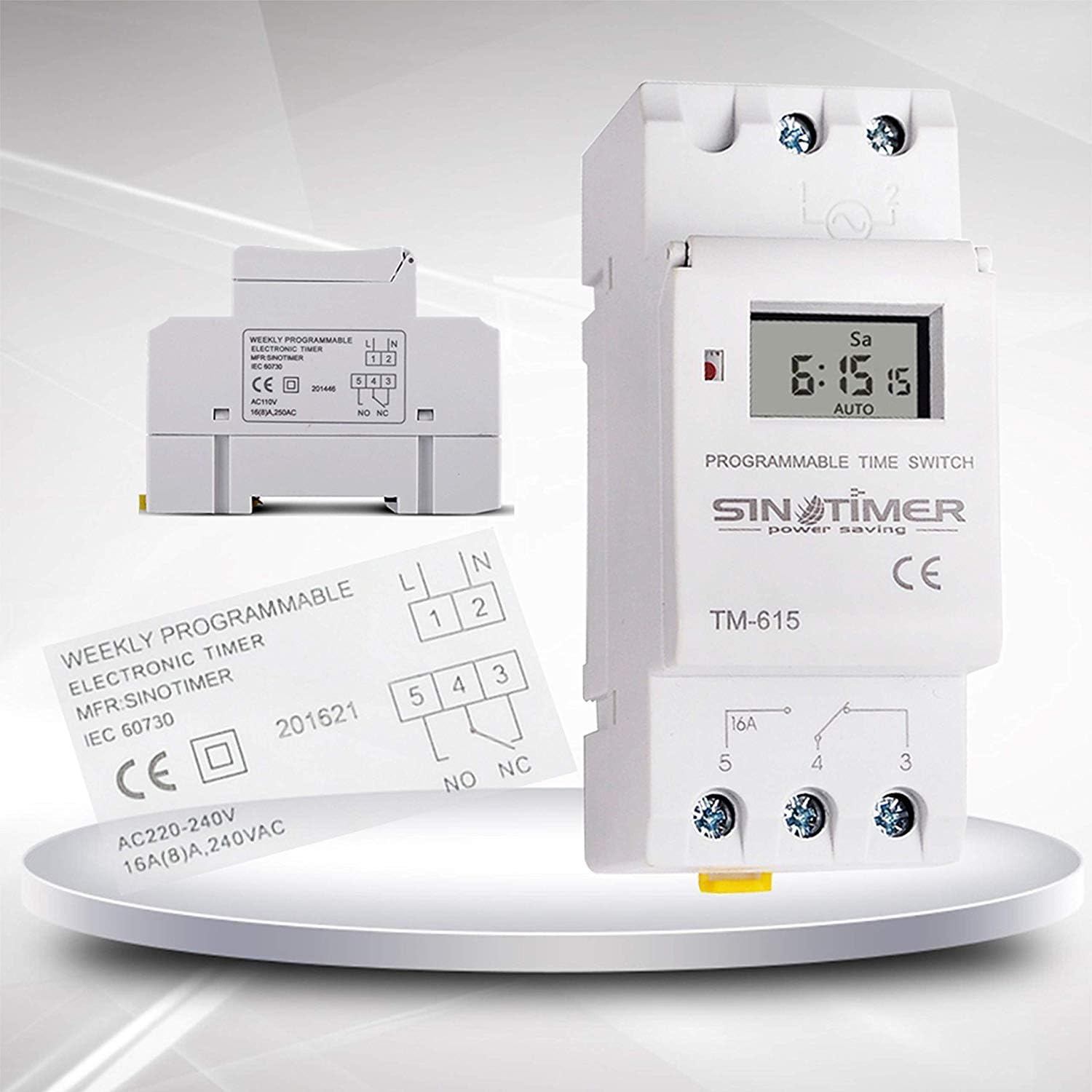 Electronic Weekly 7 Days Programmable Digital Industrial 1NO1NC Switch Output Time Switch Relay Timer Control AC 240V 16A Din Rail Mount