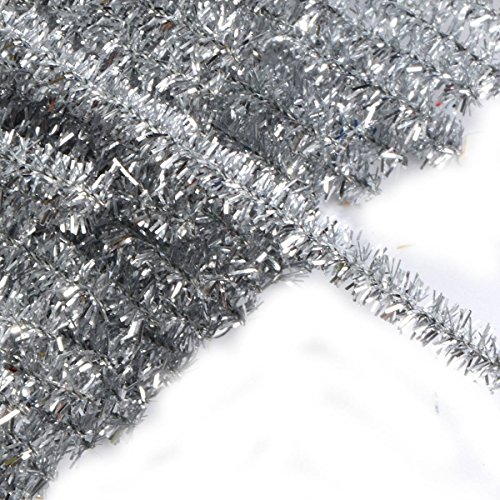 Tech-P® Creative Life Glitter Arts Chenille Stem Class Pack Tinsel Stems, 6Mmx 12-Inch,400 Pack(Silver) #TOP4