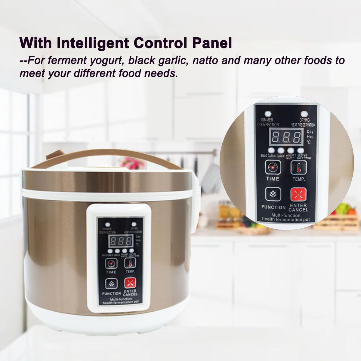 INTSUPERMAI 5 L Fermenter Multi-functional Pot Black Garlic, Yogurt, Natto, Fermenters Full Automatic Intelligent Control Multiple Clove Black Garlic DIY Cooker Black Garlic Fermentation Machine